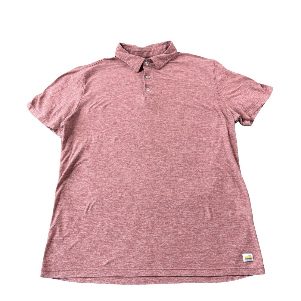 Vuori Heathered Red Performance Polo Shirt Mens Small Short Sleeve Athletic Tee